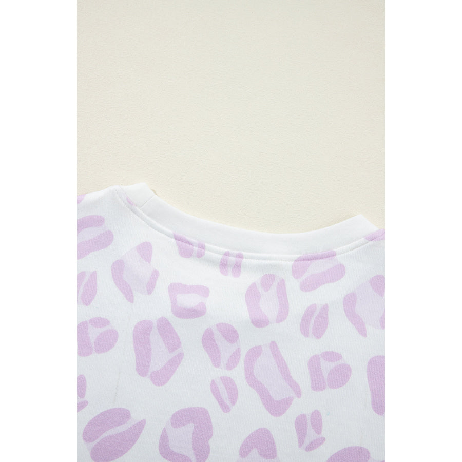 Pink Leopard Animal Print Pullover and Shorts Loungewear Loungewear & Sleepwear/Loungewear