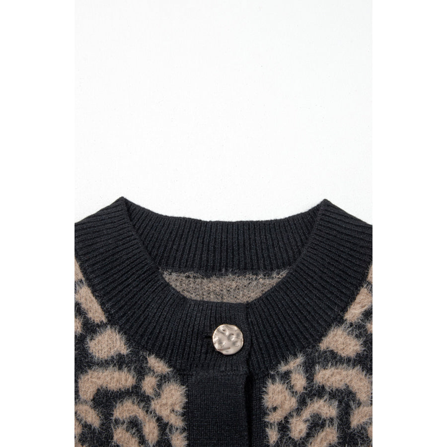 Pink Leopard Print Knit Sleeveless Regular Wash Sweater Vest Sweaters & Cardigans/Sweater Vests