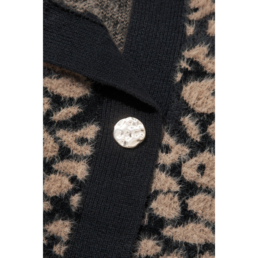 Pink Leopard Print Knit Sleeveless Regular Wash Sweater Vest Sweaters & Cardigans/Sweater Vests