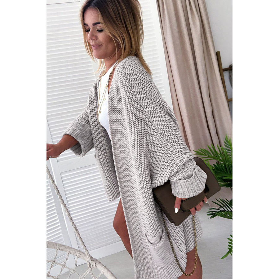 Pink Oversized Fold Over Sleeve Open Front Cardigan Sweaters & Cardigans/Cardigans
