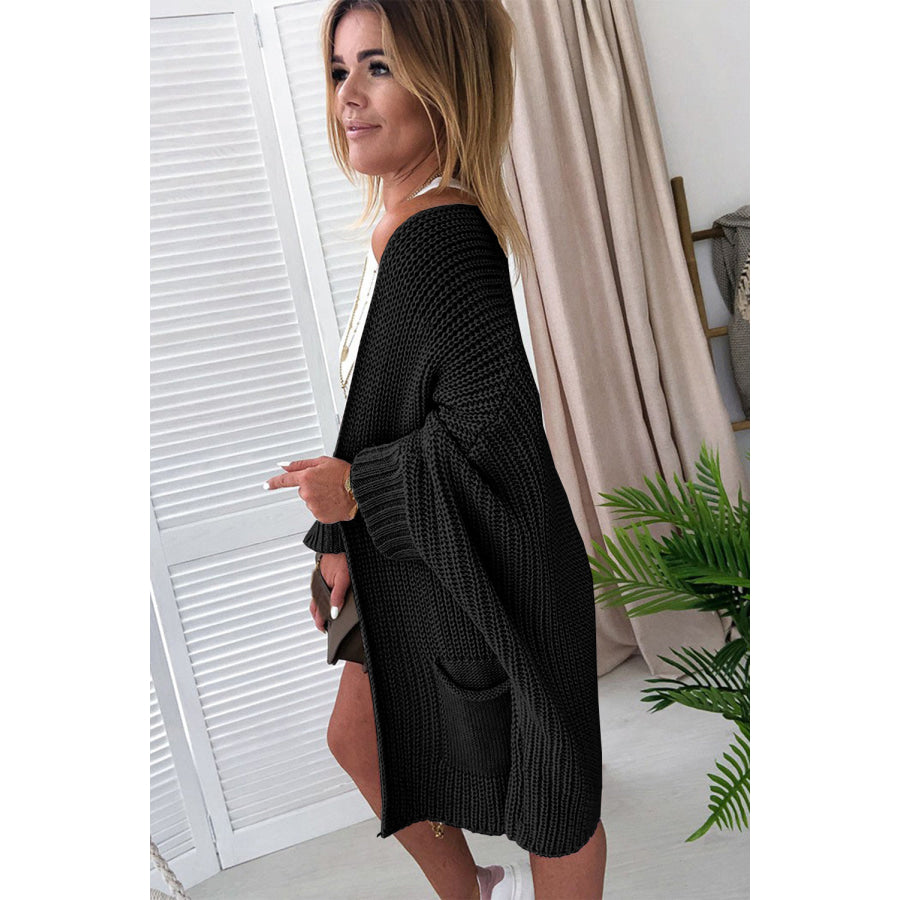 Pink Oversized Fold Over Sleeve Open Front Cardigan Sweaters & Cardigans/Cardigans