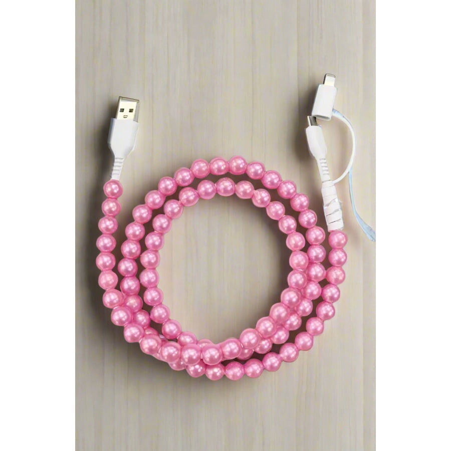 Pink Pearl Cord Phone Charger WS 600 Accessories