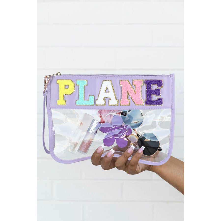 Pink PLANE Zipped Transparent Pouch Pink / ONE SIZE / 100% ABS Shoes &amp; Bags/Makeup Bags