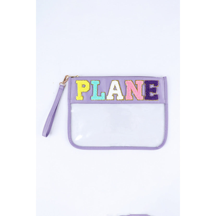 Pink PLANE Zipped Transparent Pouch Pink / ONE SIZE / 100% ABS Shoes &amp; Bags/Makeup Bags