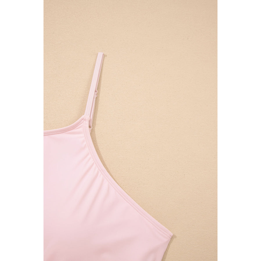 Pink Plus Size Build-in Shorts Sleeveless Dress With Short Two Piece Set Plus Size/Plus Size Loungewear