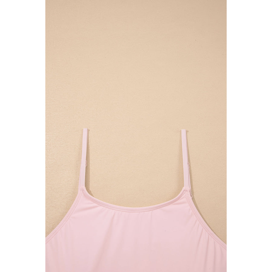 Pink Plus Size Build-in Shorts Sleeveless Dress With Short Two Piece Set Plus Size/Plus Size Loungewear