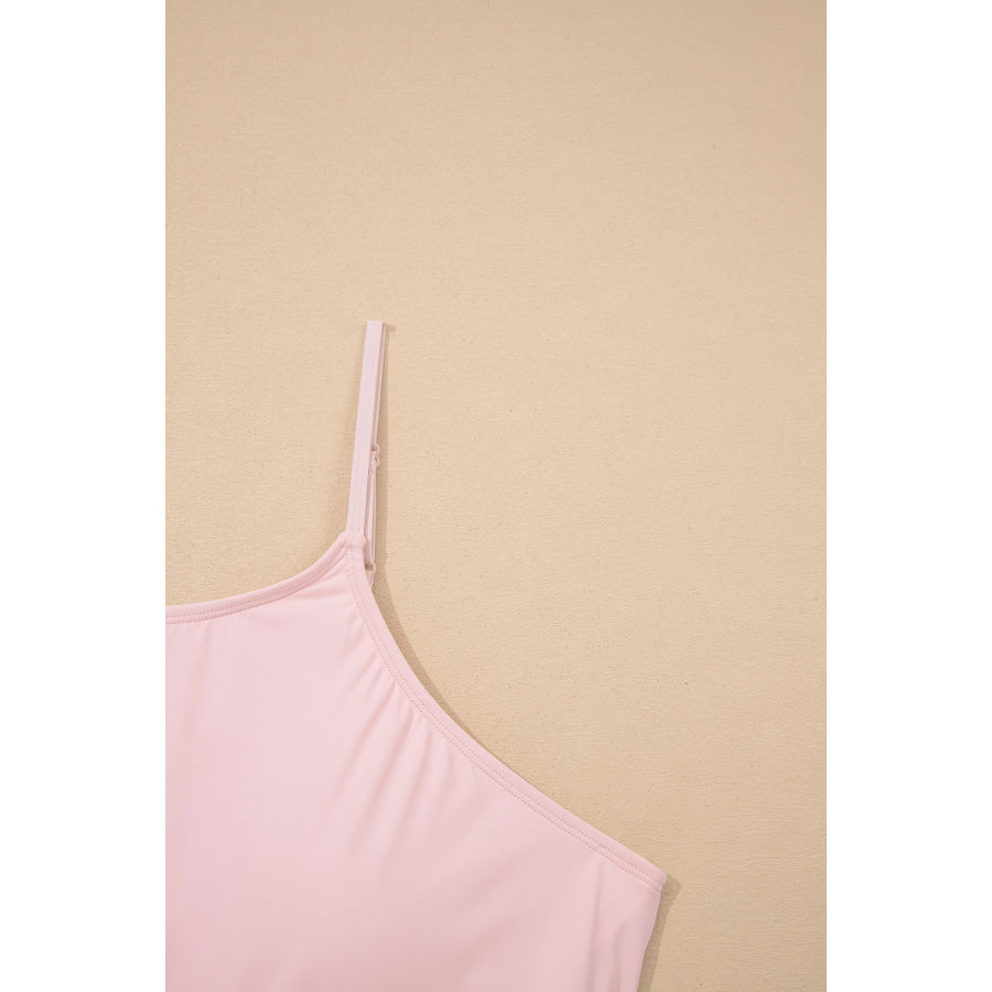 Pink Plus Size Build-in Shorts Sleeveless Dress With Short Two Piece Set Plus Size/Plus Size Loungewear