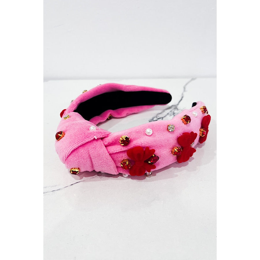Pink Plush Bow Headband WS 600 Accessories