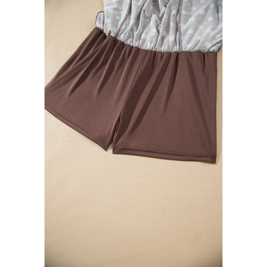 Pink Polka Dot Hooded Long Sleeve Top Casual Mini Skort Set Two Piece Sets/Two Dresses