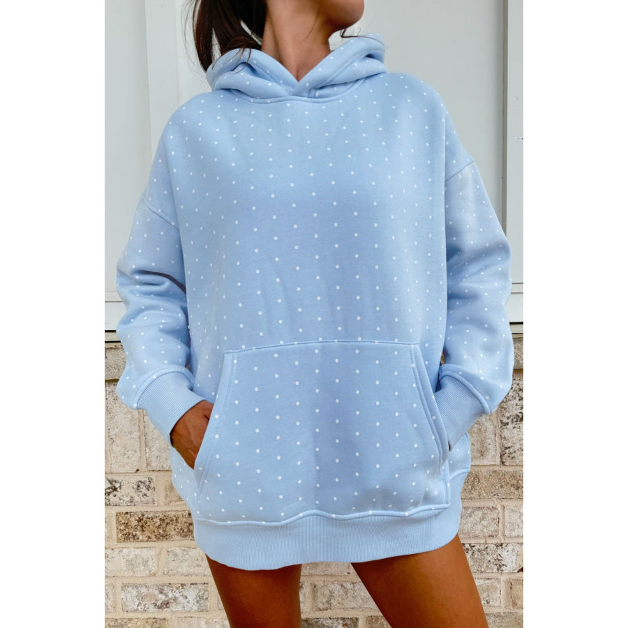 Pink Polka Dot Printed Oversized Hoodie Casual Shorts 2pcs Set Sky Blue / S Two Piece Sets/Short Sets
