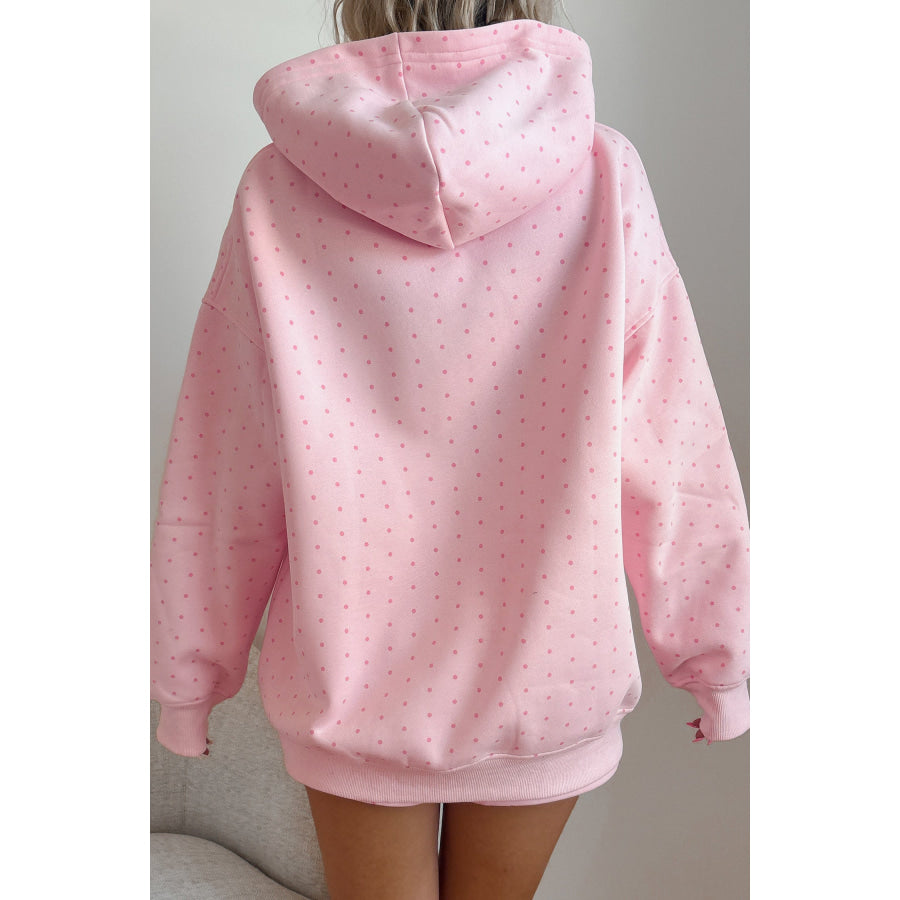 Pink Polka Dot Printed Oversized Hoodie Casual Shorts 2pcs Set / S Two Piece Sets/Short Sets