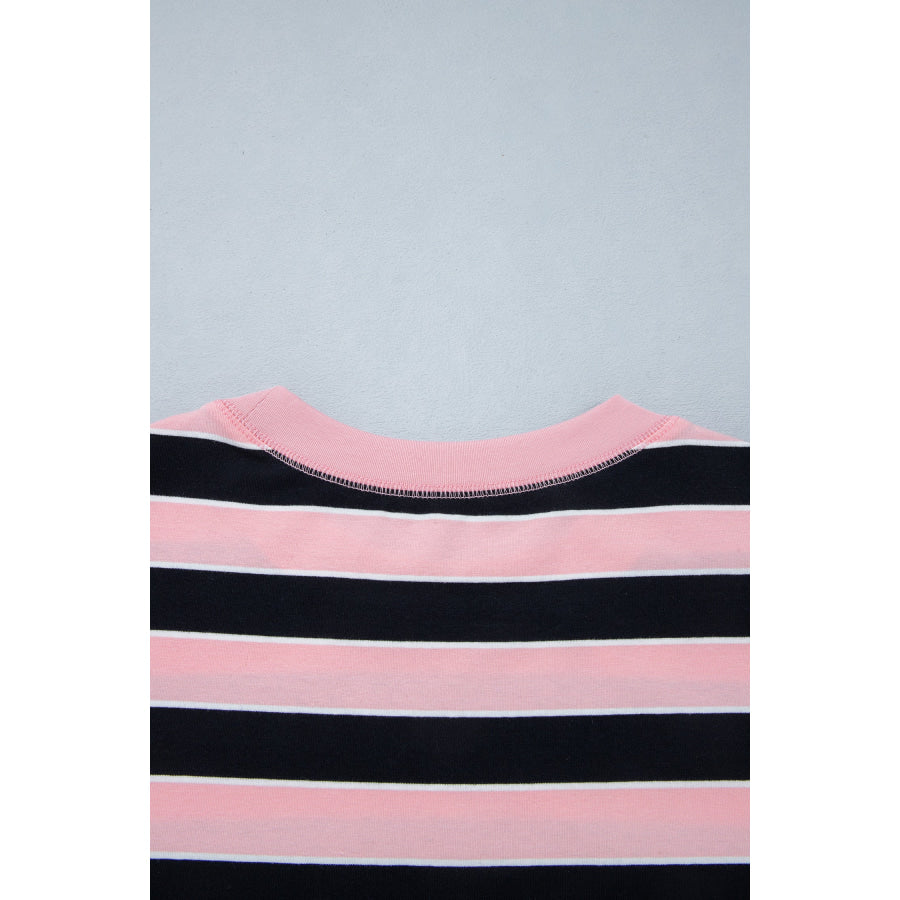 Pink Stripe Loose Tee and Pants Two Piece Set Sets/Pant Sets