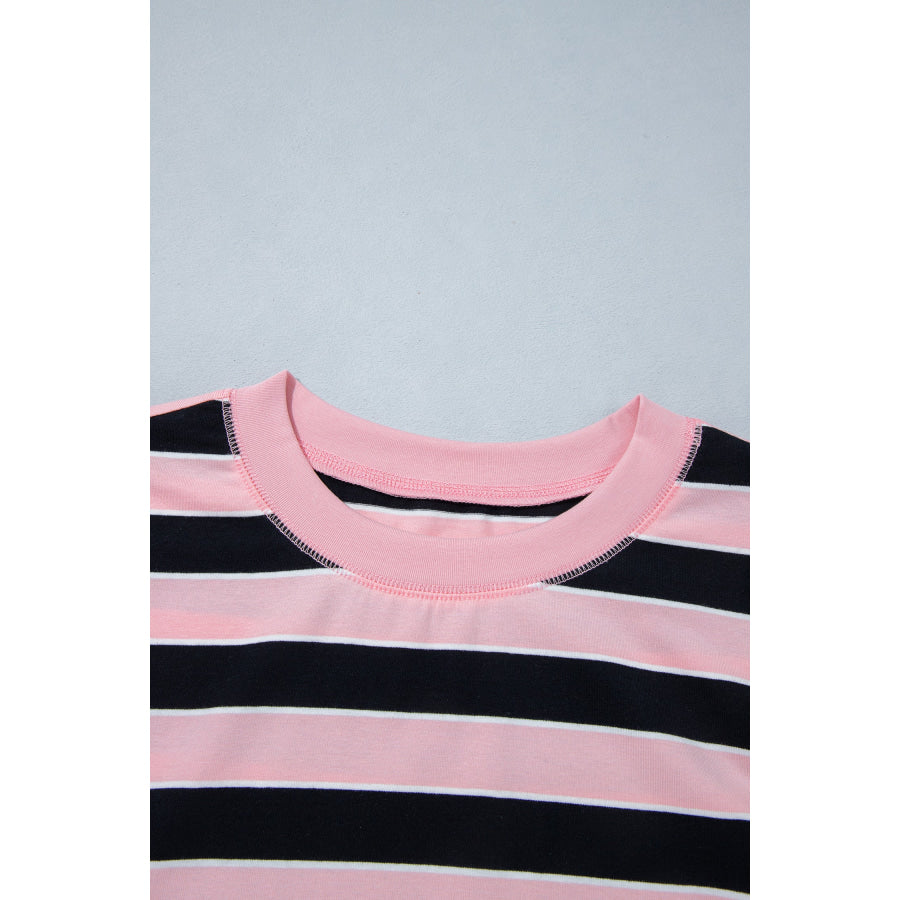Pink Stripe Loose Tee and Pants Two Piece Set Sets/Pant Sets