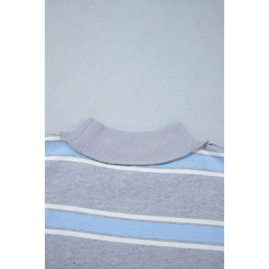 Pink Stripe Mock Neck Long Sleeve Pullover Top and Loose Pants Set Two Piece Sets/Pant Sets