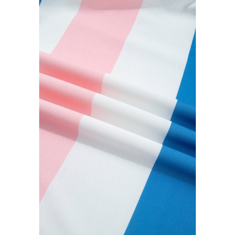 Pink Stripe Side Split Oversized Long Sleeve Top Tops/Long Tops