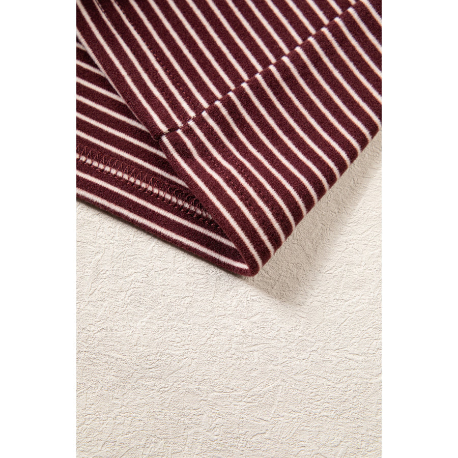 Pink Striped Drop Shoulder Long Sleeve Pant Set Two Piece Sets/Pant Sets