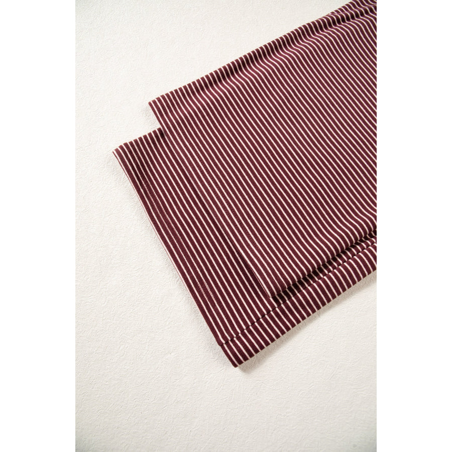Pink Striped Drop Shoulder Long Sleeve Pant Set Two Piece Sets/Pant Sets