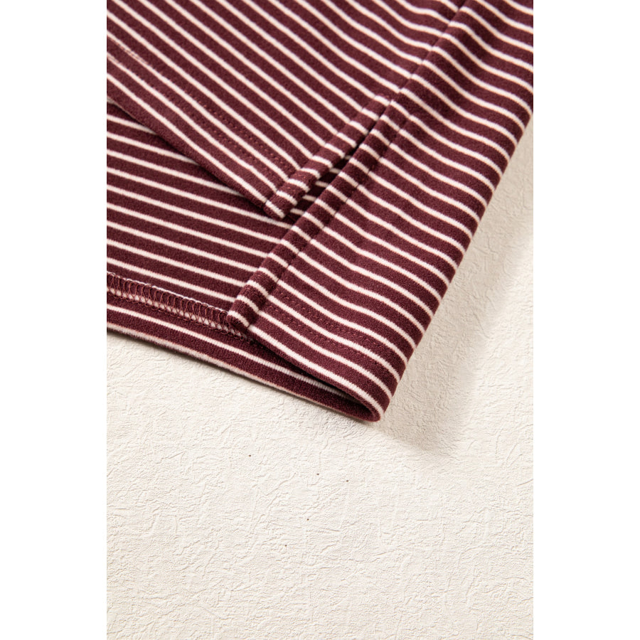 Pink Striped Drop Shoulder Long Sleeve Pant Set Two Piece Sets/Pant Sets
