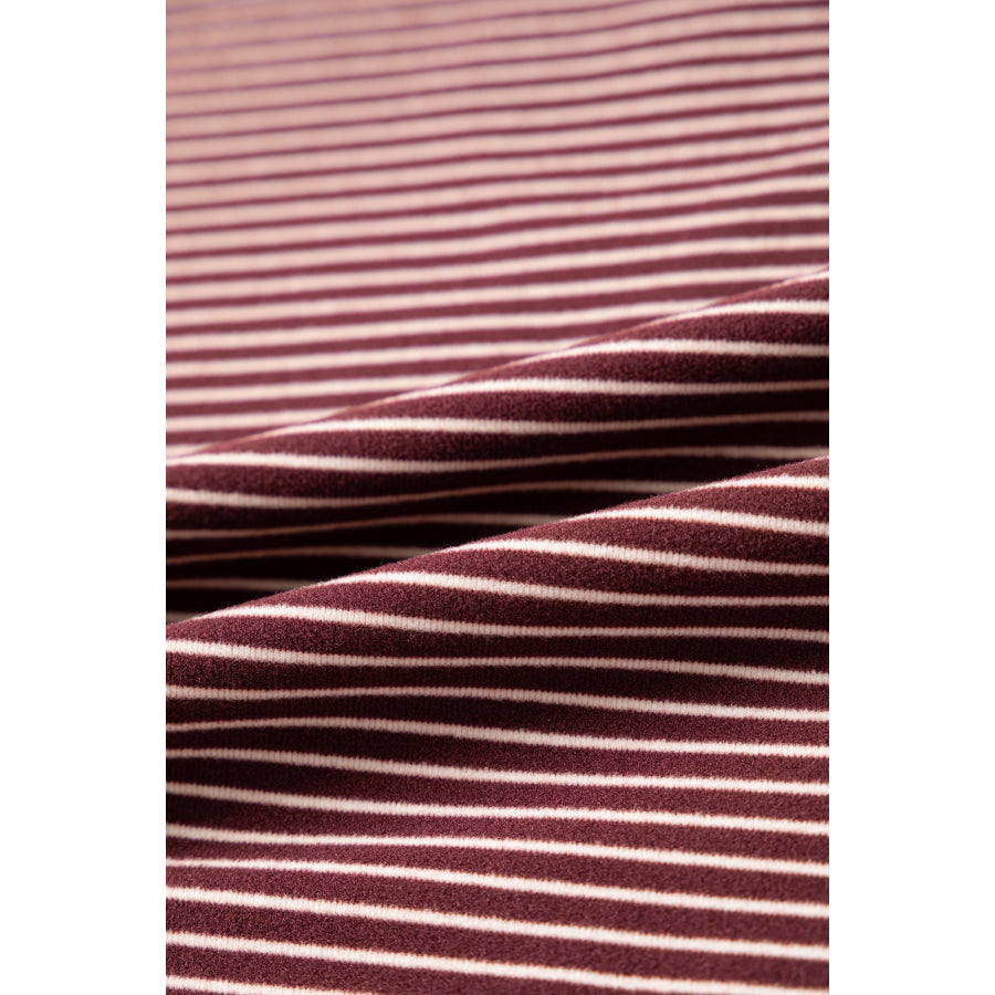 Pink Striped Drop Shoulder Long Sleeve Pant Set Two Piece Sets/Pant Sets