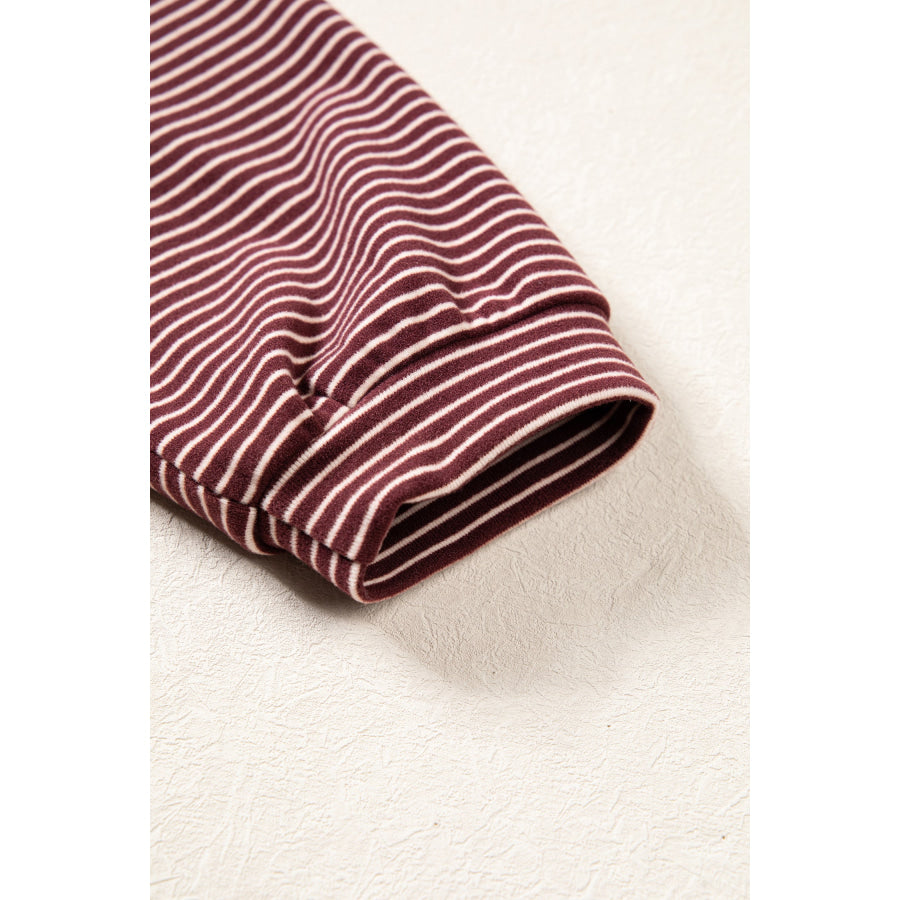 Pink Striped Drop Shoulder Long Sleeve Pant Set Two Piece Sets/Pant Sets