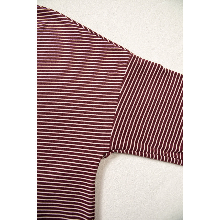 Pink Striped Drop Shoulder Long Sleeve Pant Set Two Piece Sets/Pant Sets