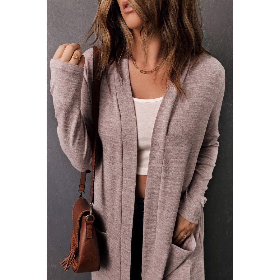 Pink Tunic Back Open Front Cardigan with Pockets Sweaters & Cardigans/Cardigans