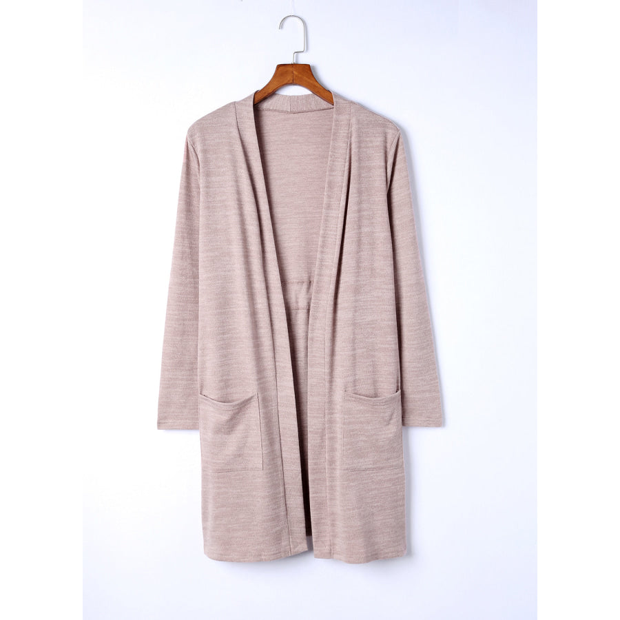 Pink Tunic Back Open Front Cardigan with Pockets Sweaters & Cardigans/Cardigans