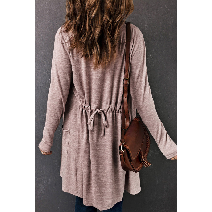 Pink Tunic Back Open Front Cardigan with Pockets Sweaters & Cardigans/Cardigans