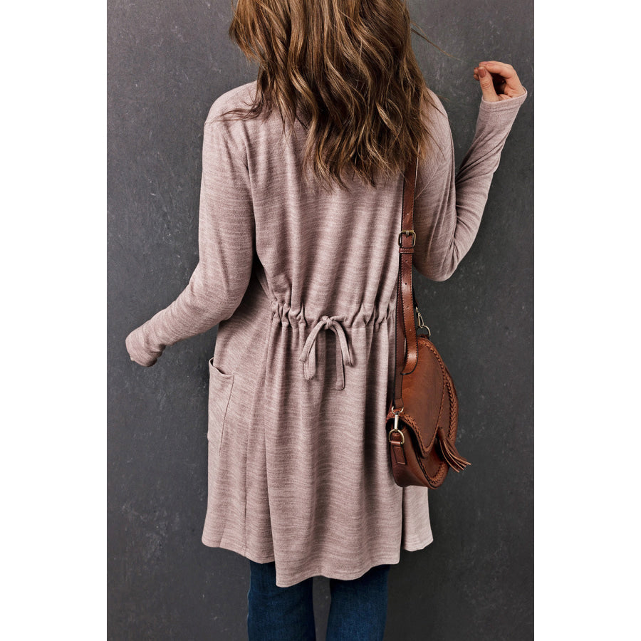 Pink Tunic Back Open Front Cardigan with Pockets Sweaters & Cardigans/Cardigans