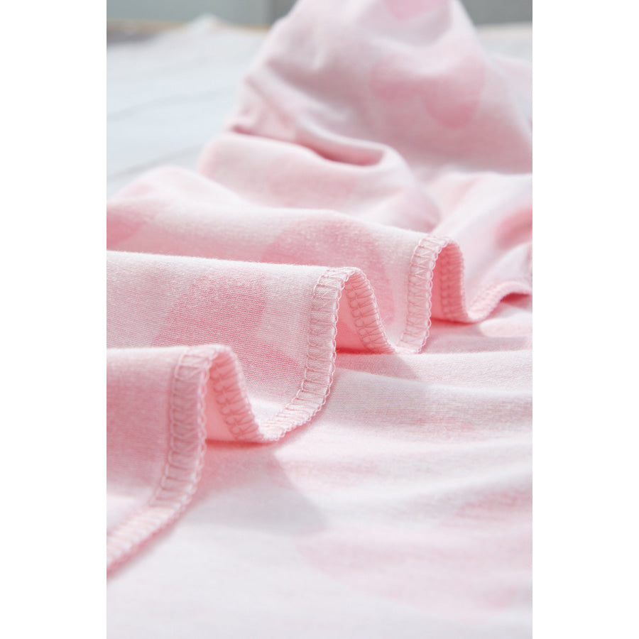 Pink Valentine Heart Shape Print Long Sleeve Top Shorts Lounge Set Loungewear & Sleepwear/Loungewear