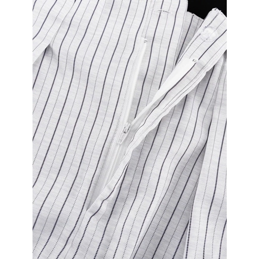 Pinstripe Cropped Blazer and Pleated Shorts Set Apparel and Accessories