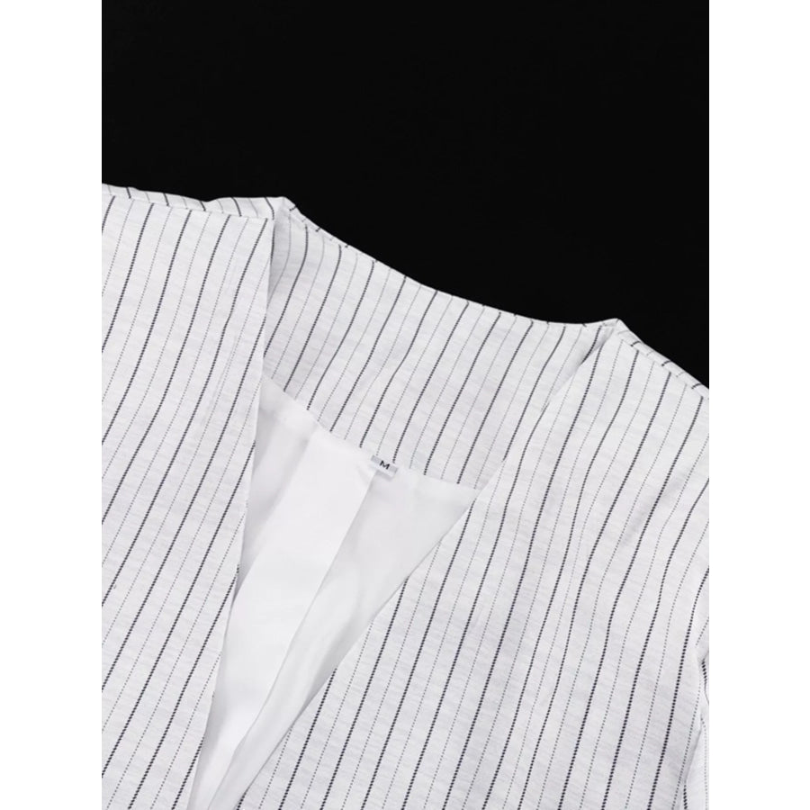 Pinstripe Cropped Blazer and Pleated Shorts Set Apparel and Accessories