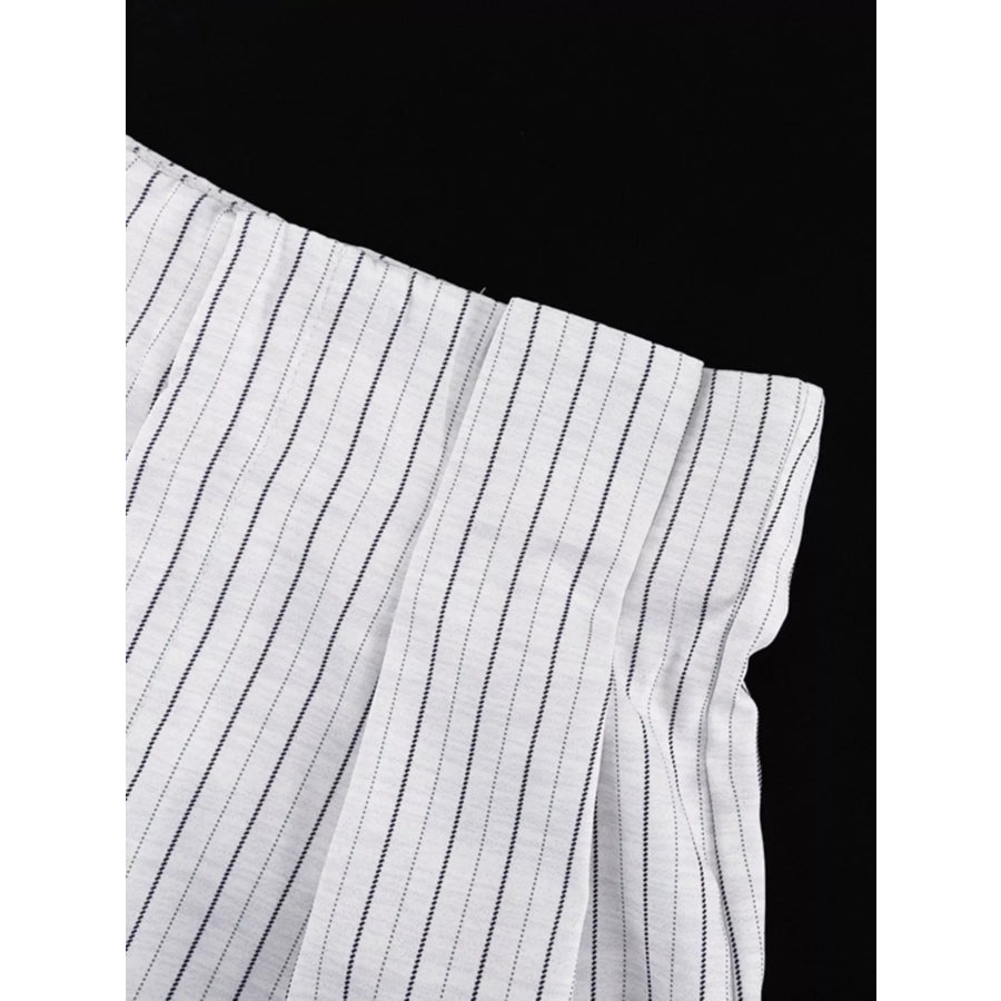 Pinstripe Cropped Blazer and Pleated Shorts Set Apparel and Accessories