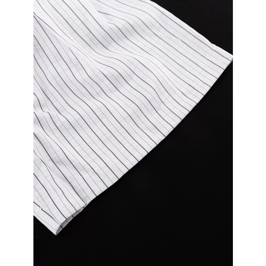 Pinstripe Cropped Blazer and Pleated Shorts Set Apparel and Accessories
