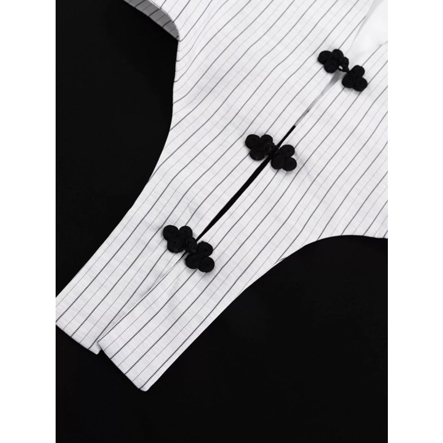 Pinstripe Cropped Blazer and Pleated Shorts Set Apparel and Accessories