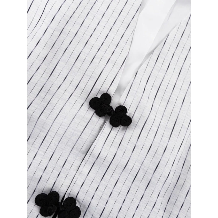 Pinstripe Cropped Blazer and Pleated Shorts Set Apparel and Accessories