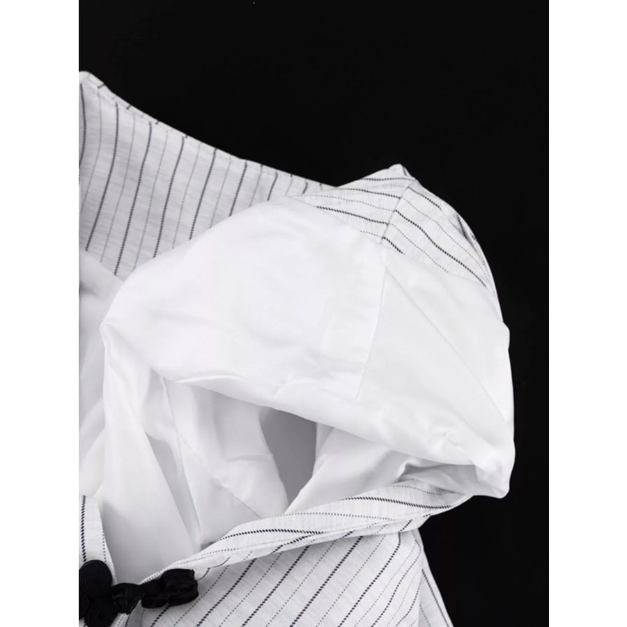 Pinstripe Cropped Blazer and Pleated Shorts Set Apparel and Accessories