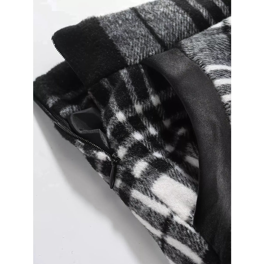 Plaid A-Line Midi Skirt with Pockets Apparel and Accessories