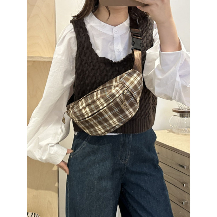 Plaid Adjustable Strap Crossbody Bag Apparel and Accessories