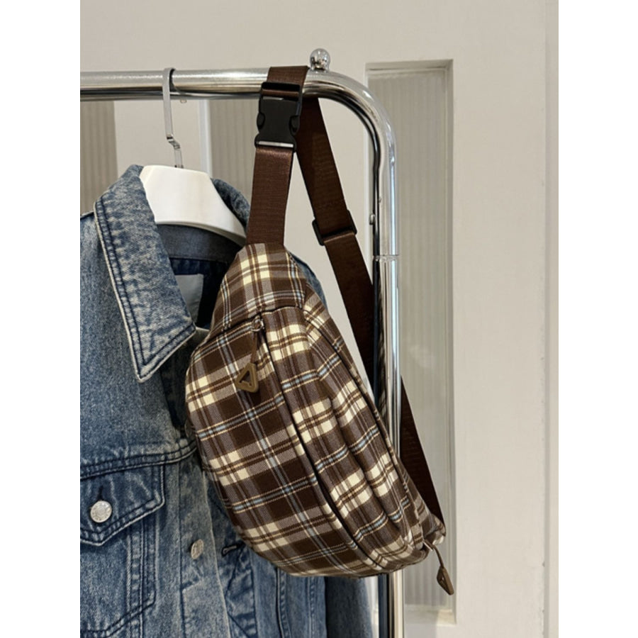 Plaid Adjustable Strap Crossbody Bag Apparel and Accessories