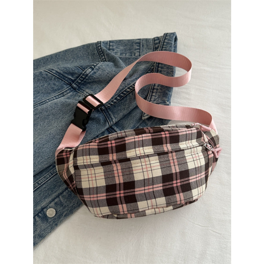 Plaid Adjustable Strap Crossbody Bag Apparel and Accessories