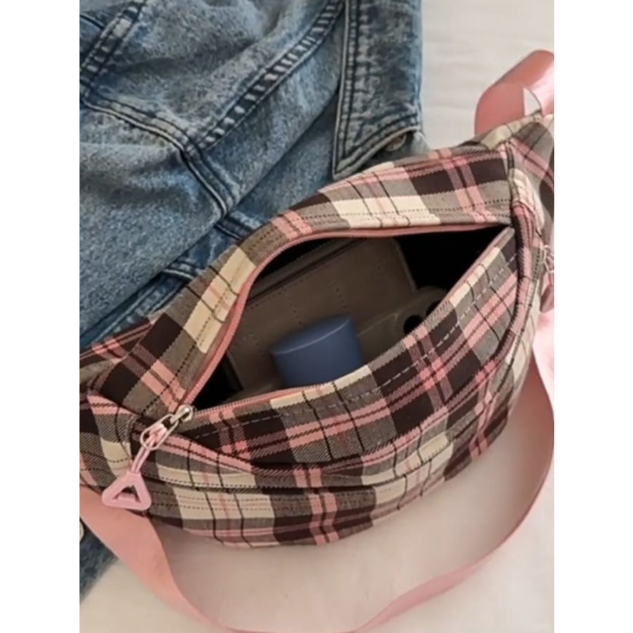 Plaid Adjustable Strap Crossbody Bag Apparel and Accessories