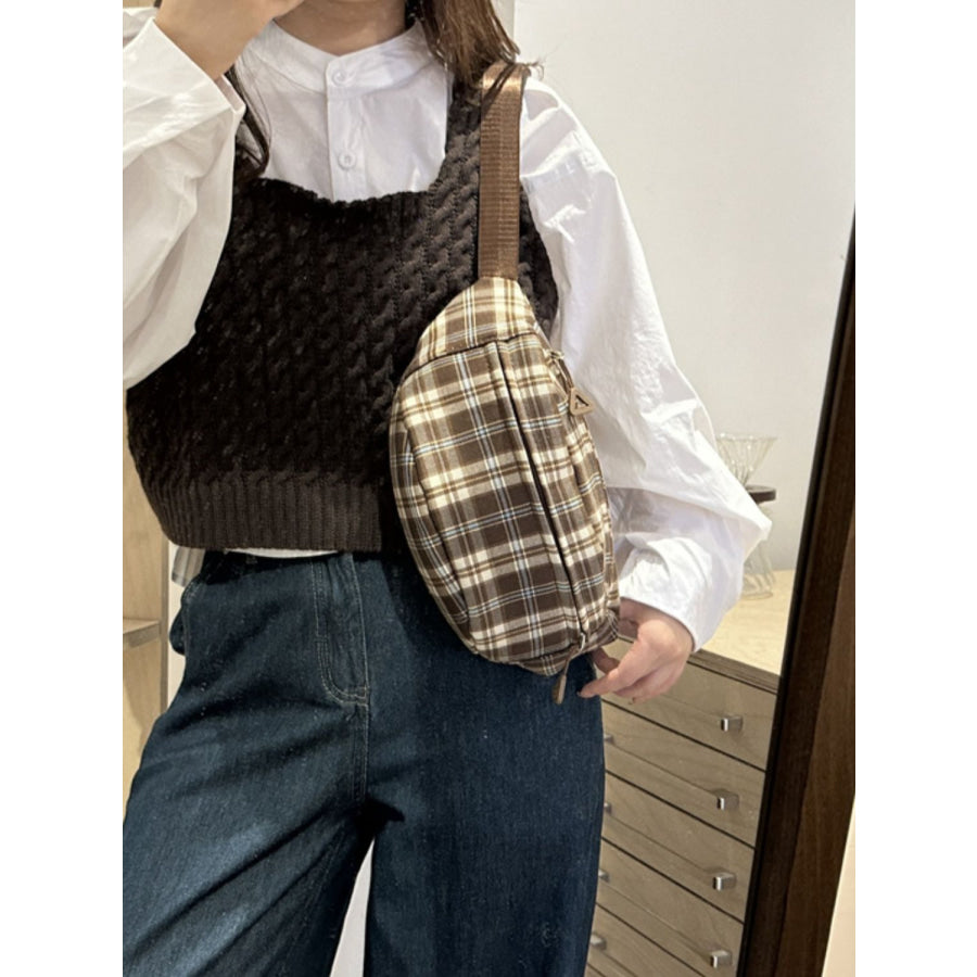 Plaid Adjustable Strap Crossbody Bag Apparel and Accessories