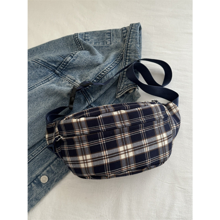 Plaid Adjustable Strap Crossbody Bag Apparel and Accessories