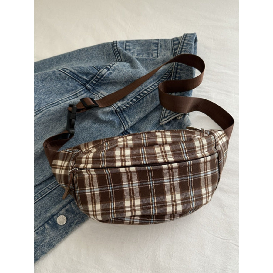 Plaid Adjustable Strap Crossbody Bag Apparel and Accessories