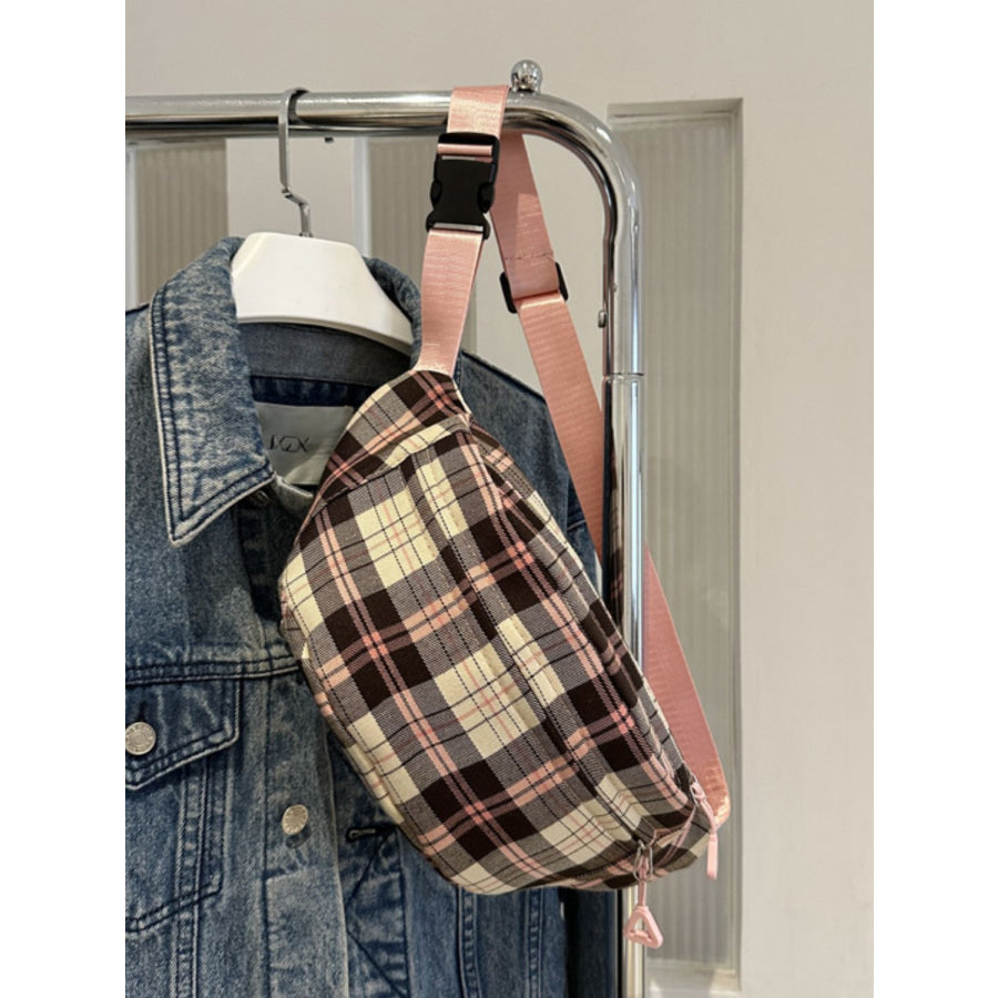 Plaid Adjustable Strap Crossbody Bag Apparel and Accessories