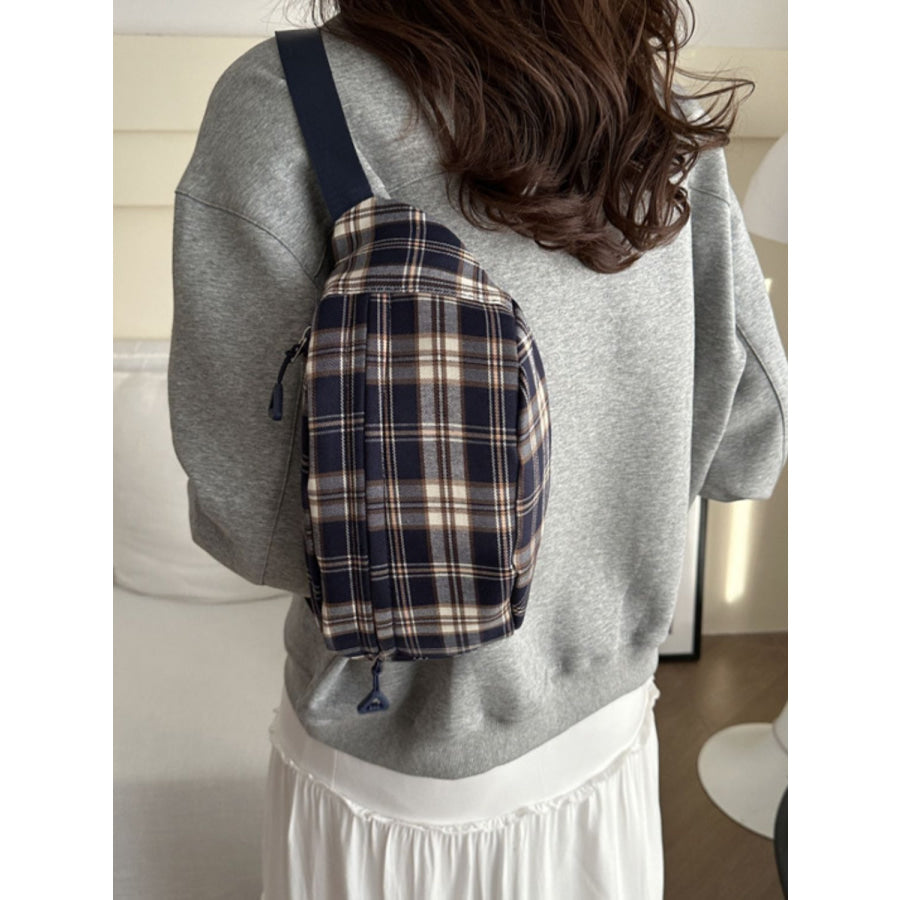 Plaid Adjustable Strap Crossbody Bag Apparel and Accessories