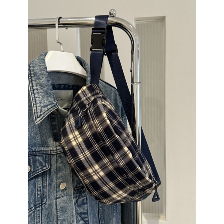 Plaid Adjustable Strap Crossbody Bag Apparel and Accessories