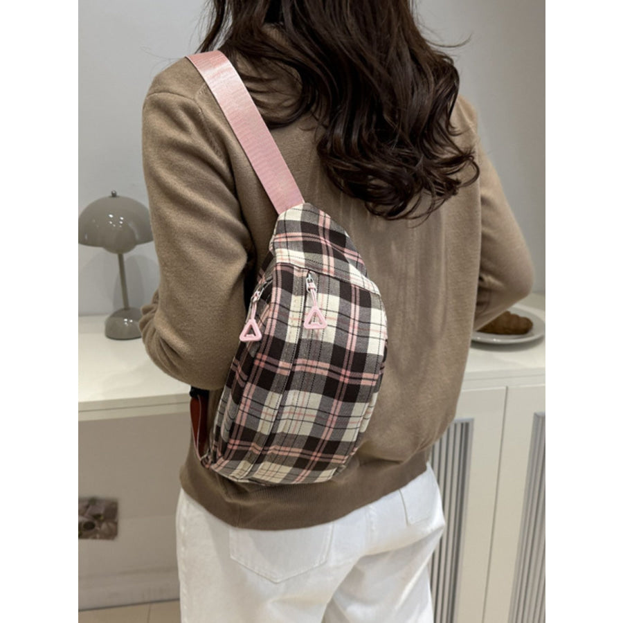 Plaid Adjustable Strap Crossbody Bag Apparel and Accessories