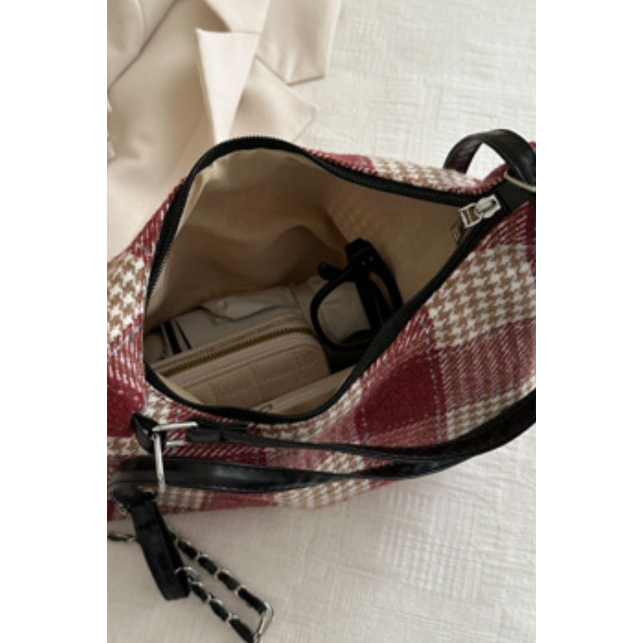 Plaid Adjustable Strap Handbag Apparel and Accessories